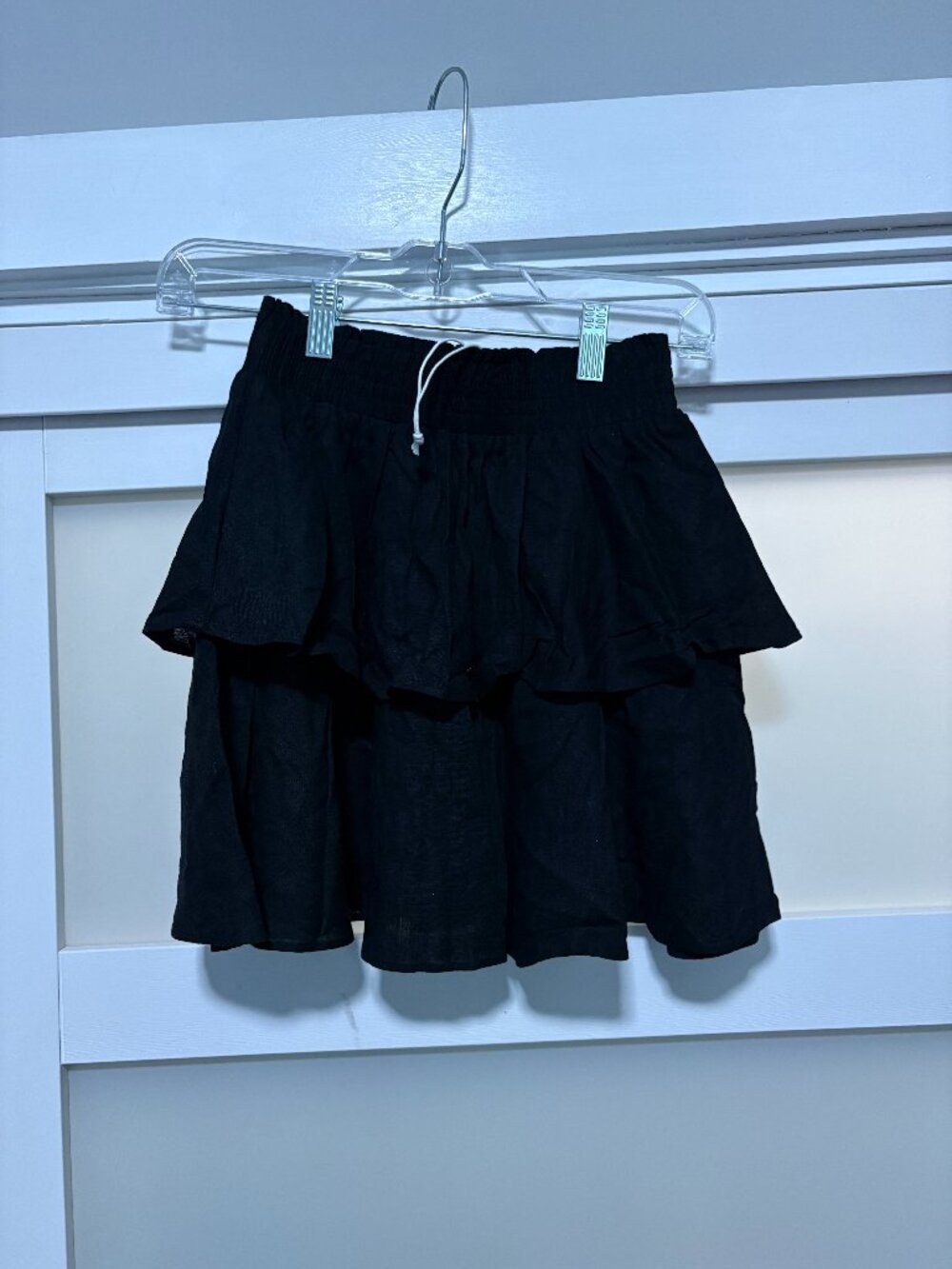 Princess Polly XX Ruffle TIered Elasctis Wide Waist Mini Skirt US sz 4 NEW